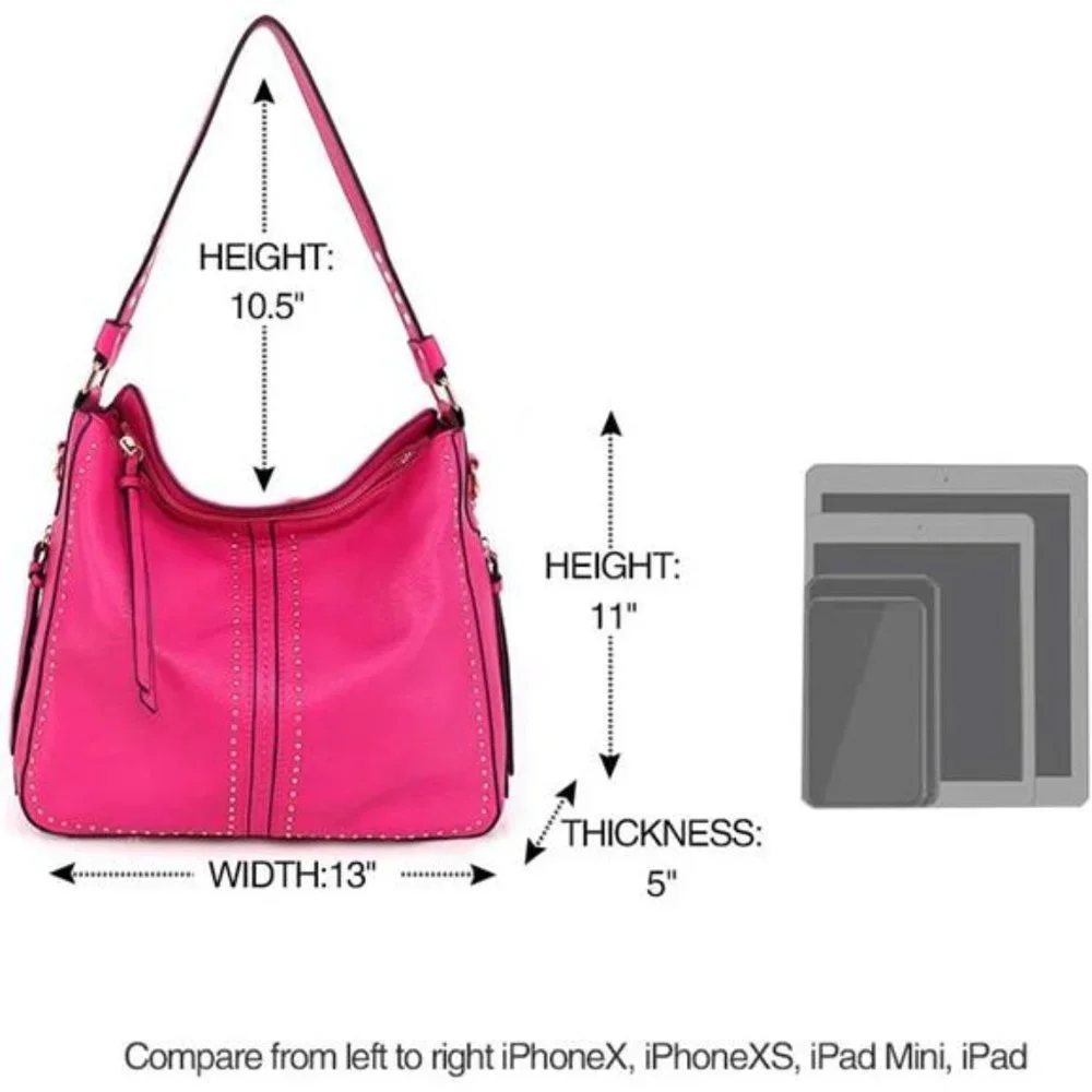 Montana West Hobo Handbag for Women Large Purses  with Studs and Crossbody Strap - Picture 5 of 5